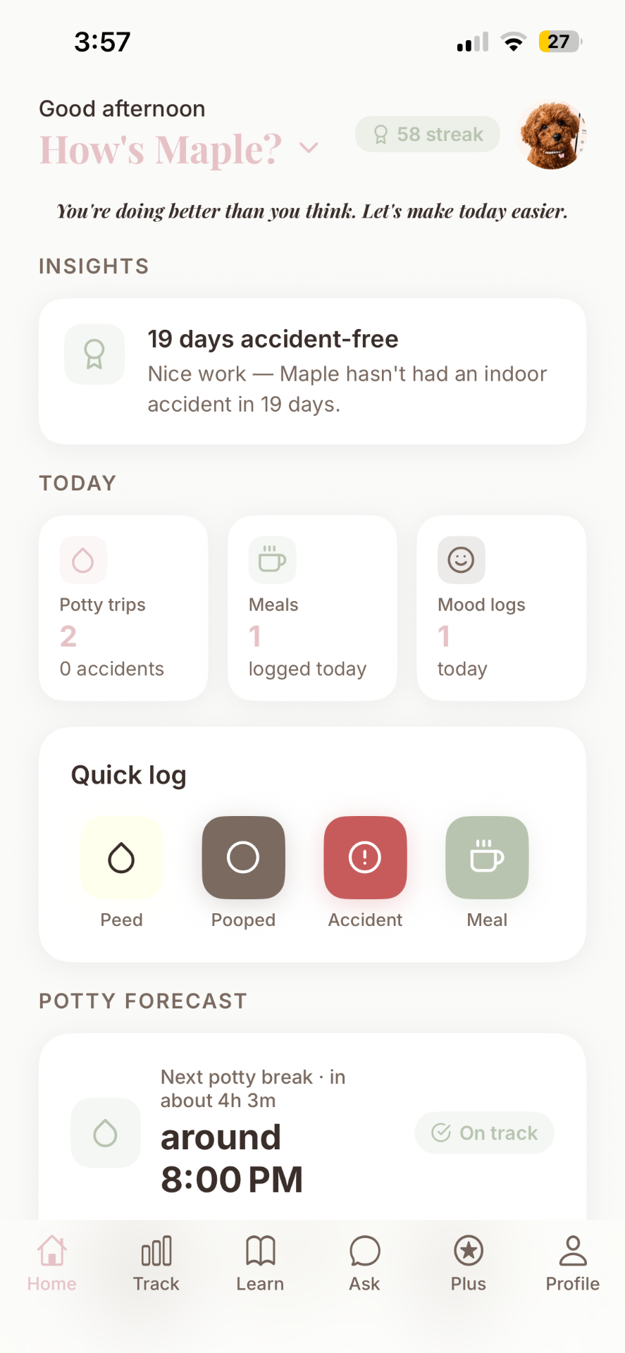 Pupwise Home screen